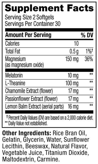 OLLY sleep softgels with magnesium and L theanine details close up