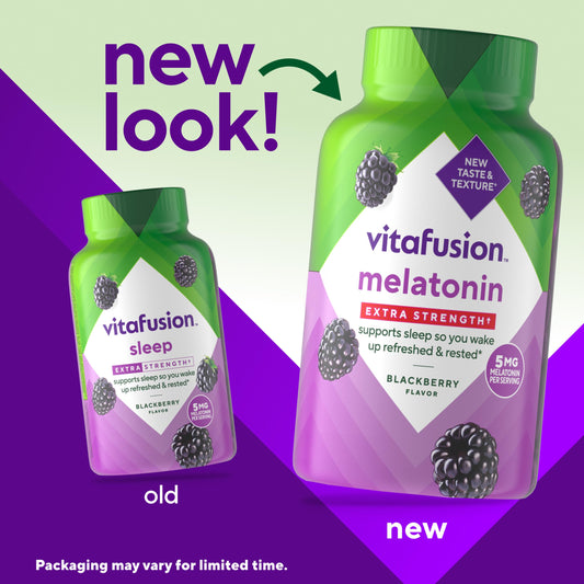Vitafusion melatonin chewable sleep supplements blackberry flavor packaging