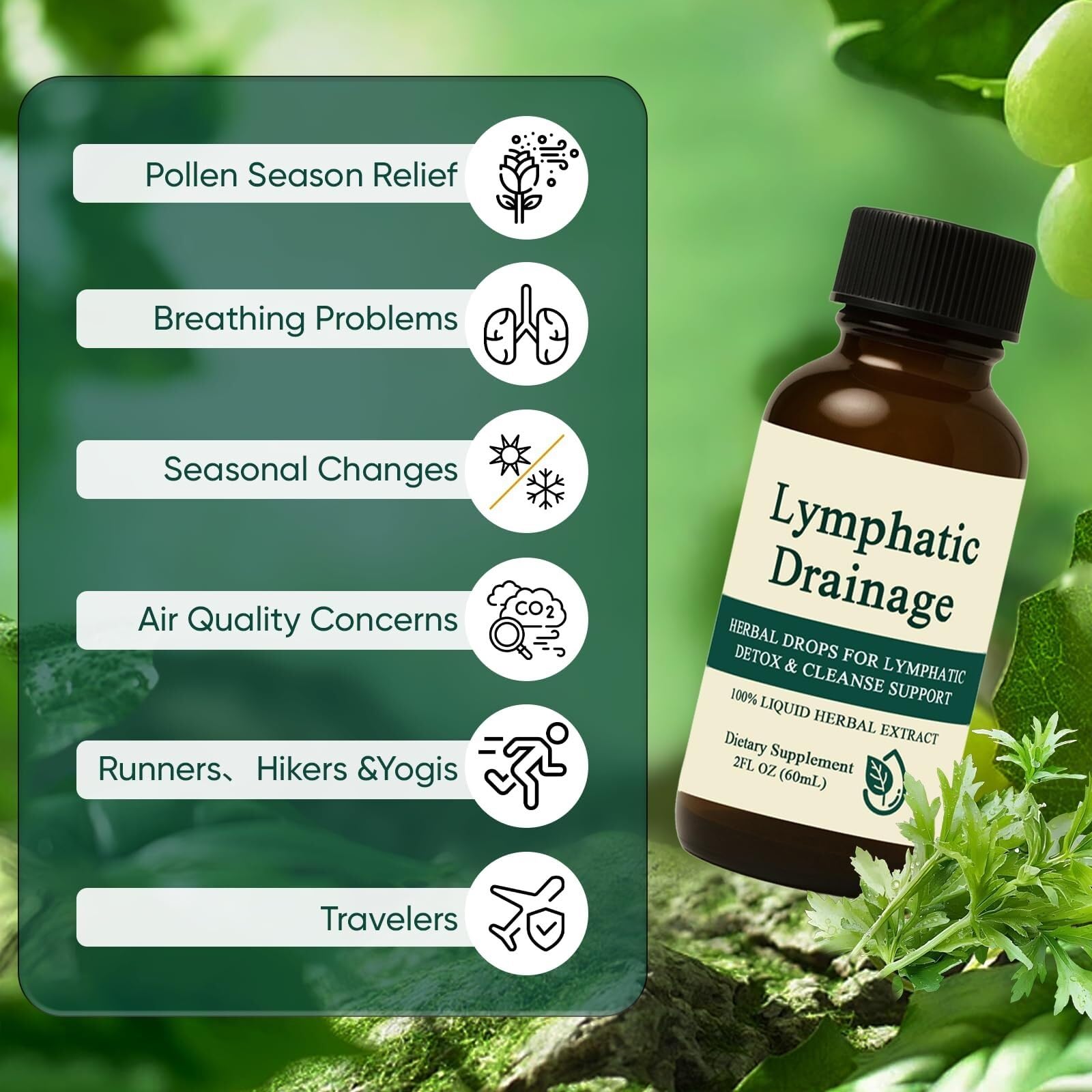 Generic Lymphatic Drainage Drops dropper showing liquid consistency