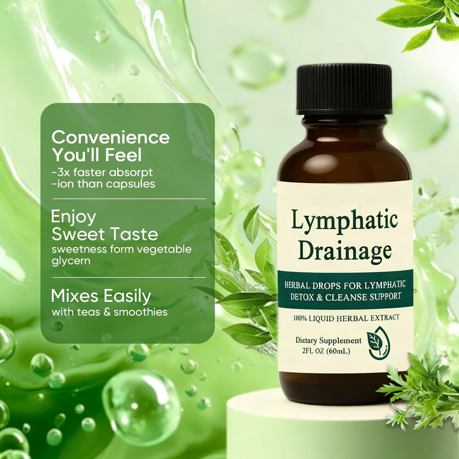 Generic Lymphatic Drainage Drops placed in a wellness environment