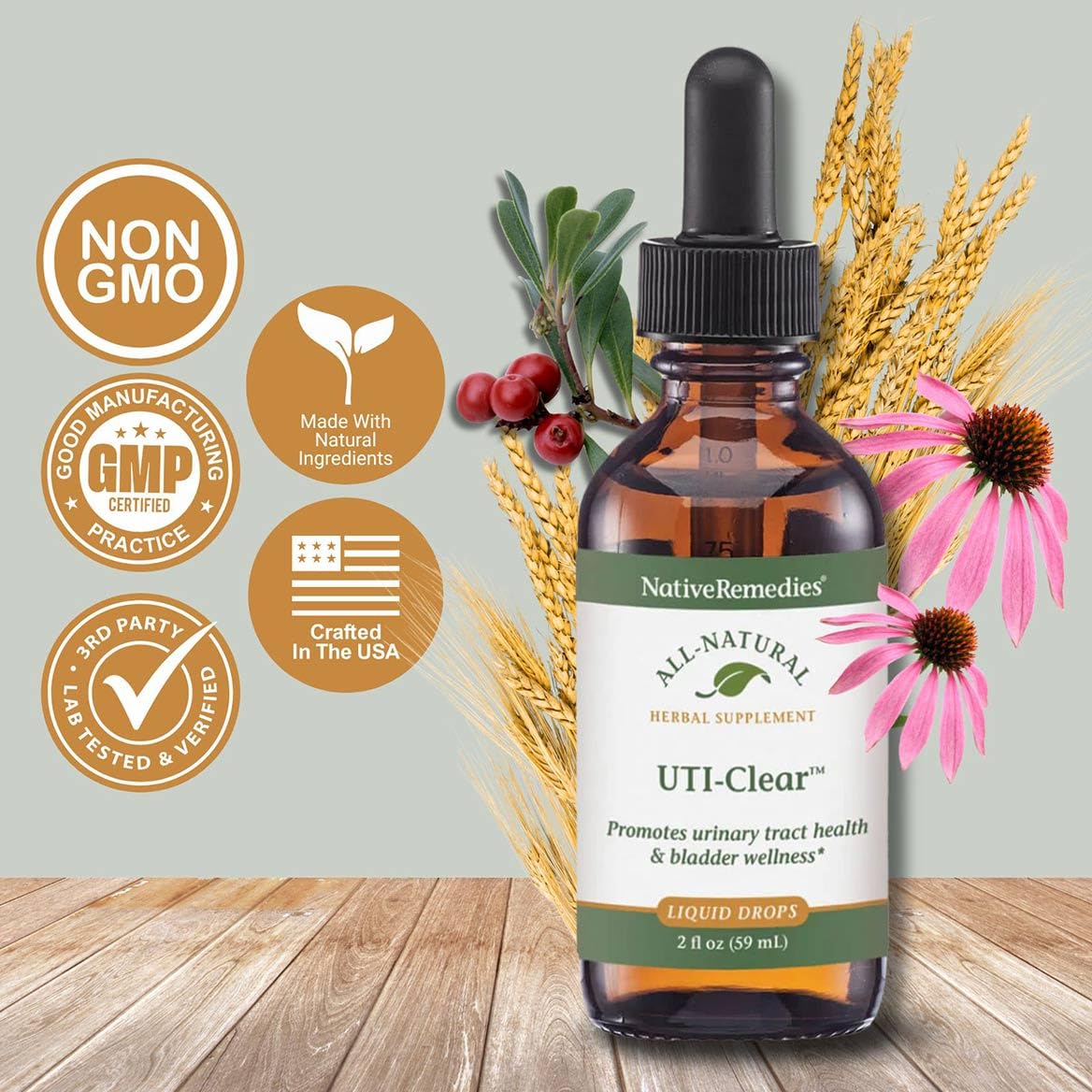Native Remedies UTI-Clear liquid herbal drops for bladder health wellness