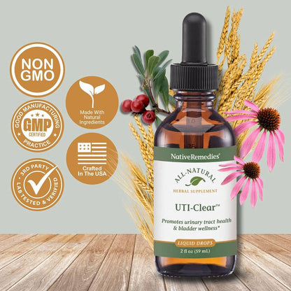 Native Remedies UTI-Clear liquid herbal drops for bladder health wellness