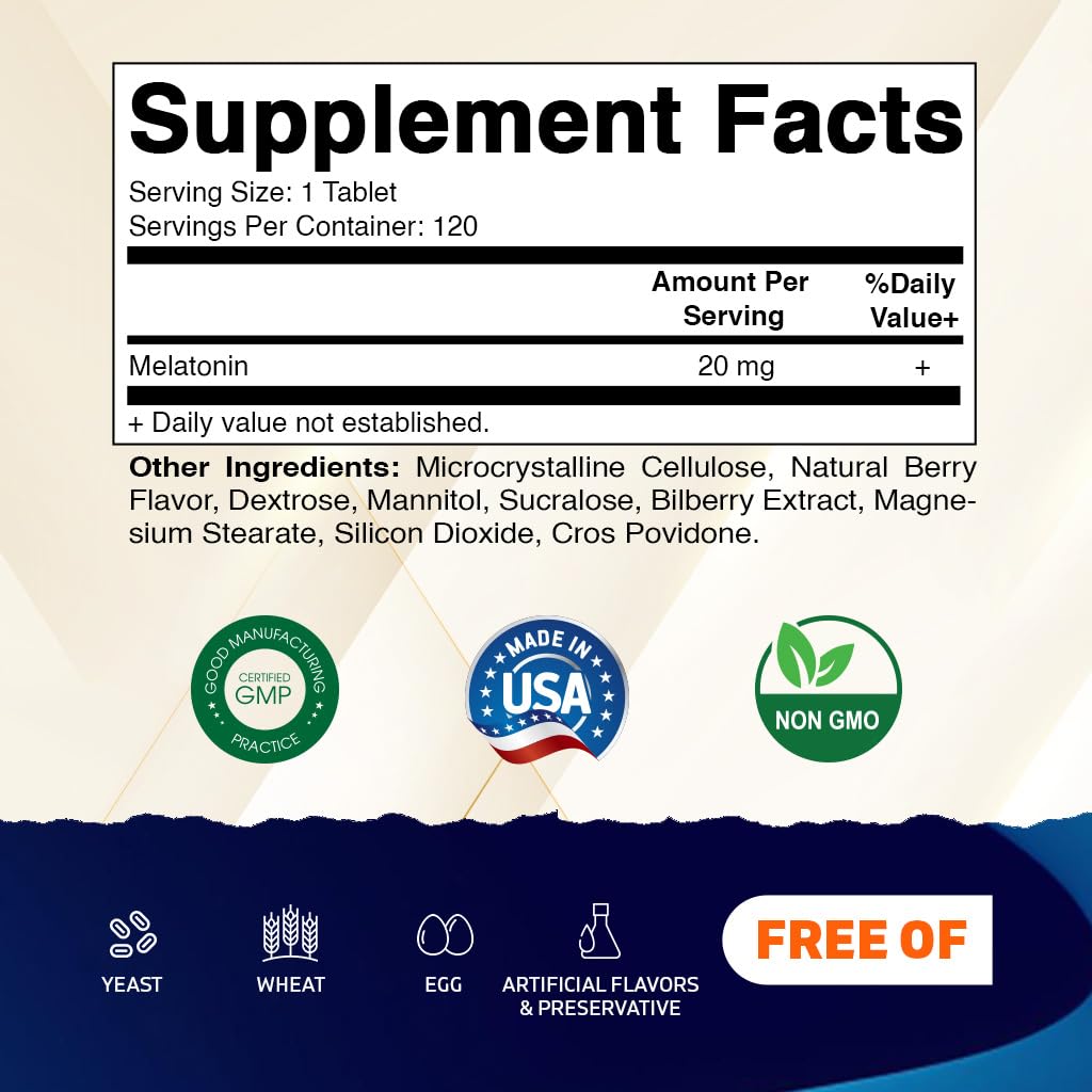 Vitamatic high potency extra strength sleep aid supplement bottle angled view showing natural berry flavor label