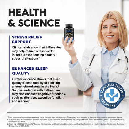 Nutraharmony L Theanine calming support capsules bottle top down view indicating authentic premium build quality.