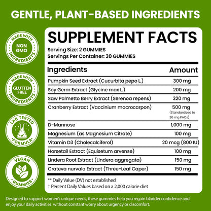 Terramed overactive bladder support wellness supplements label showing pineapple flavor details.