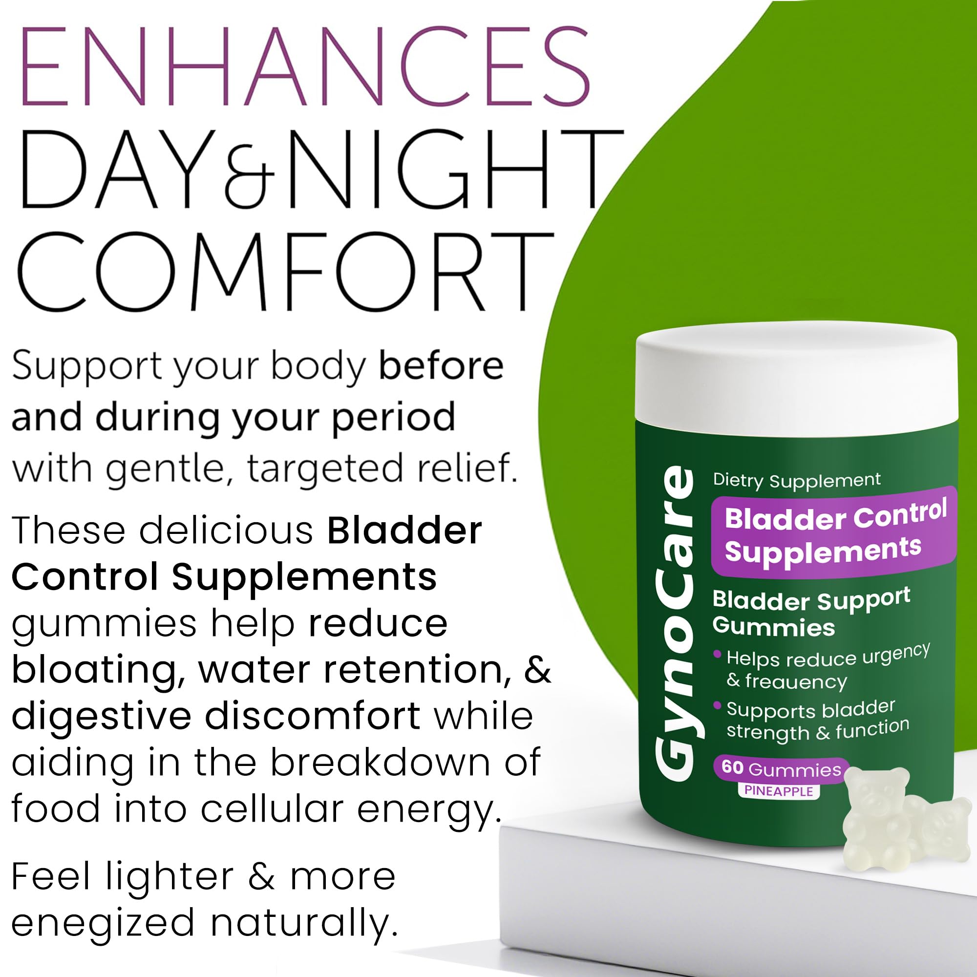 Side view of Terramed female urinary tract health gummies container detailing supplement facts.