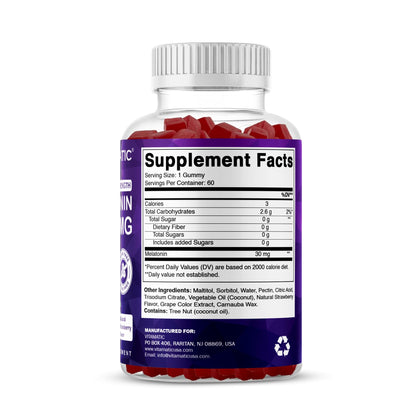 Adult bedtime sleep support chewables by Vitamatic showing child safety cap