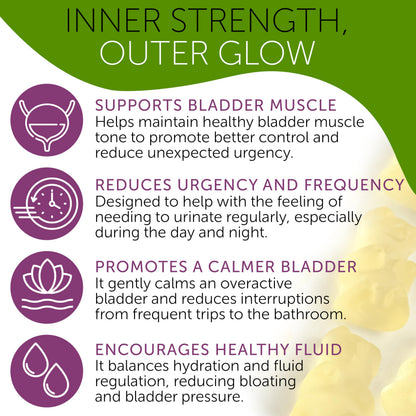 Terramed pelvic floor and bladder muscle strength gummy supplement packaging displaying sixty count text.