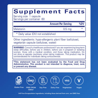 Vegan sleep supplement capsules by Pure Encapsulations for circadian rhythm