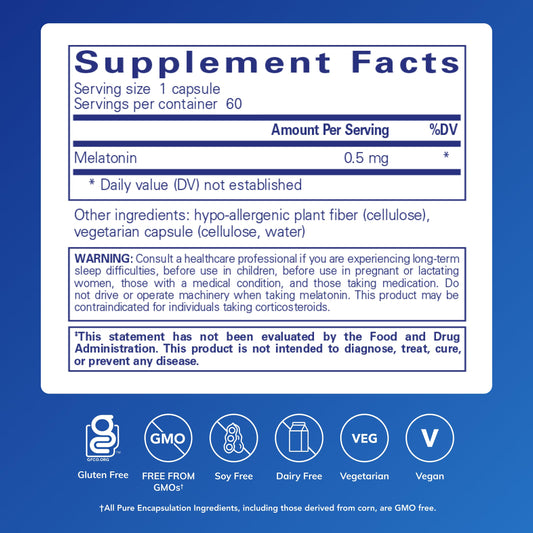Vegan sleep supplement capsules by Pure Encapsulations for circadian rhythm