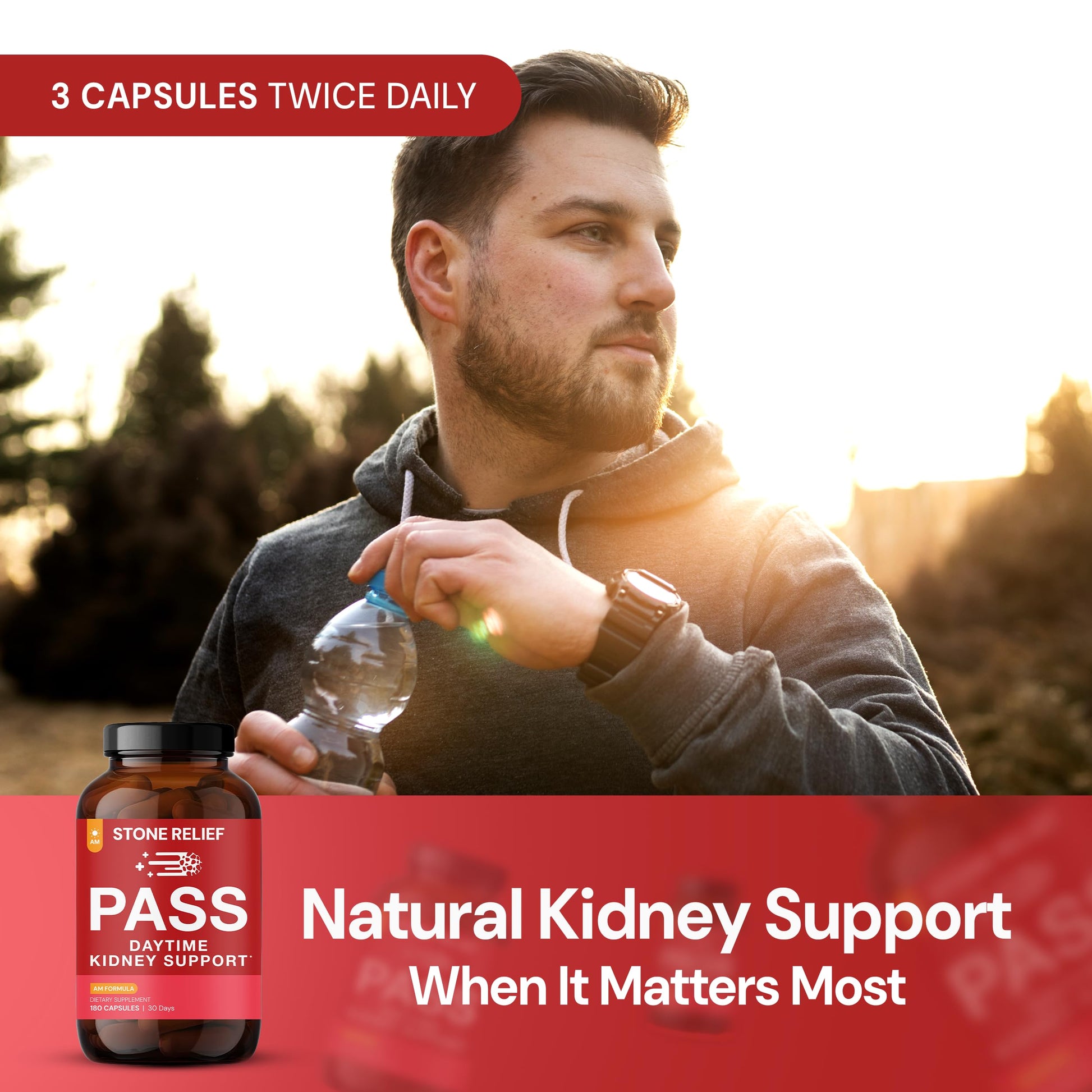 Non drowsy plant based kidney cleanse herbal formula bottle top angle