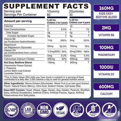 Lilicare melatonin free sleep supplements for children supplement facts panel
