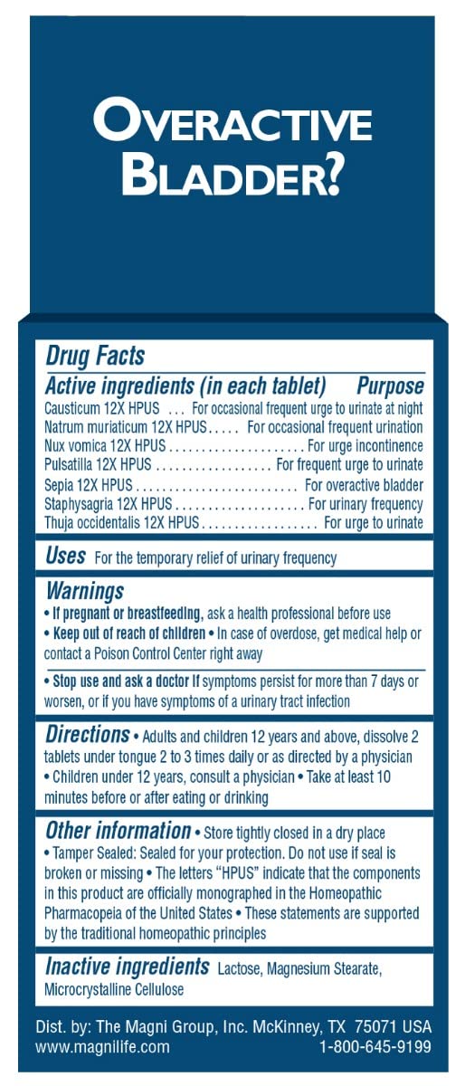 Authentic USA imported MagniLife Bladder Relief tablets container for men and women.