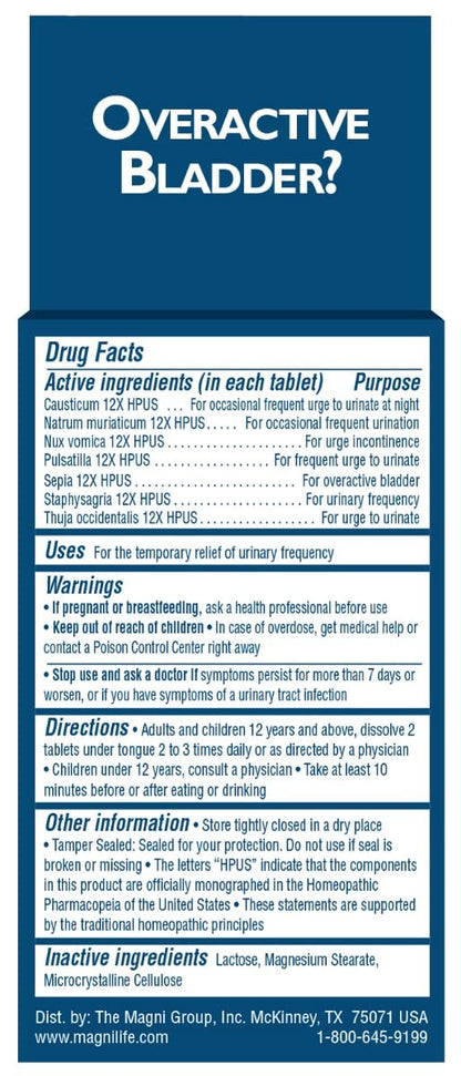 Authentic USA imported MagniLife Bladder Relief tablets container for men and women.