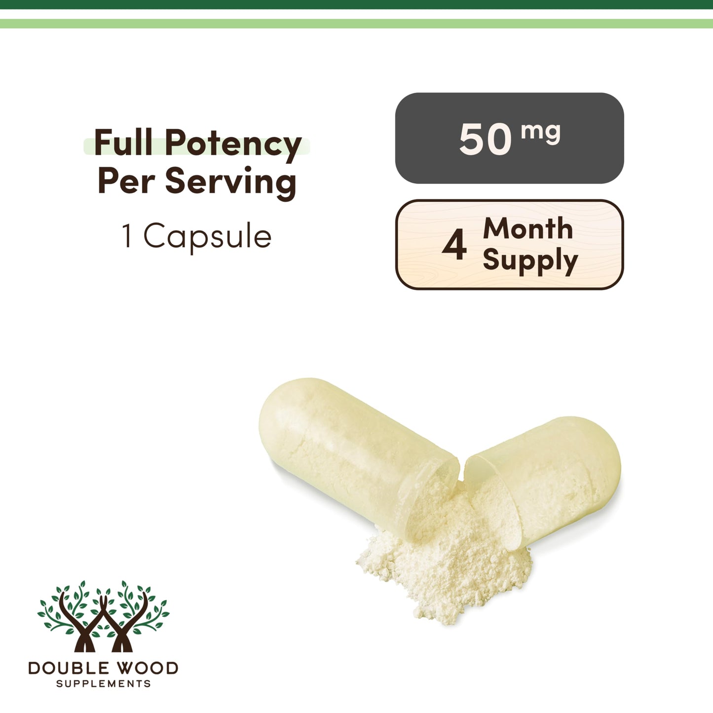 Double Wood calm and restfulness dietary capsule supplement packaging information
