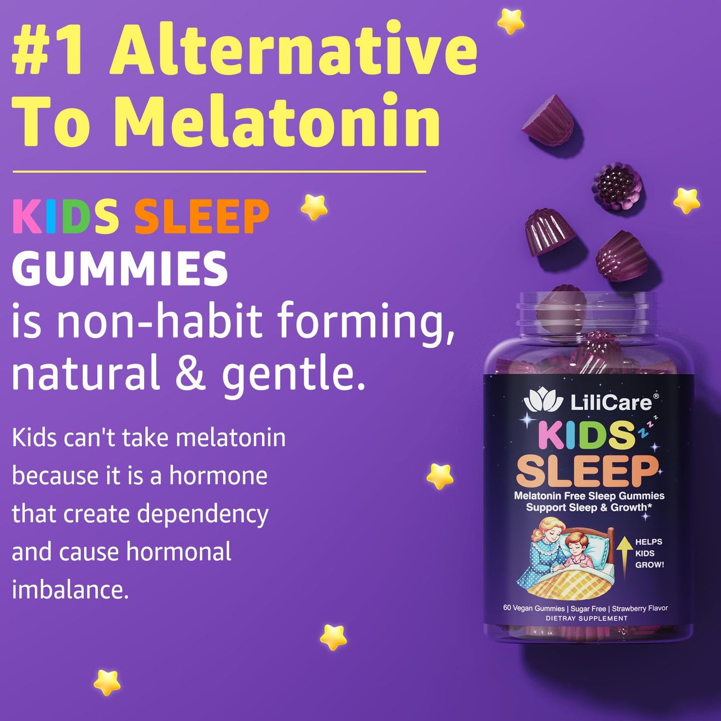 Lilicare non habit forming nighttime wellness chewable gummies for toddlers