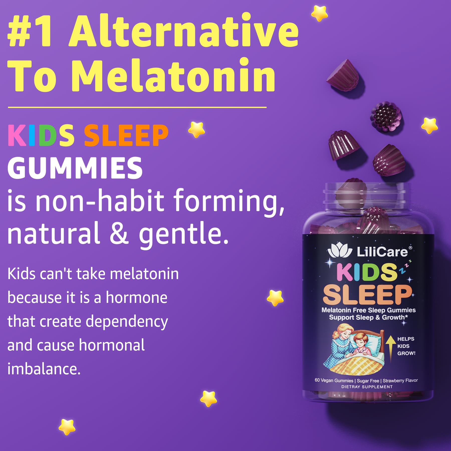 Lilicare non habit forming nighttime wellness chewable gummies for toddlers