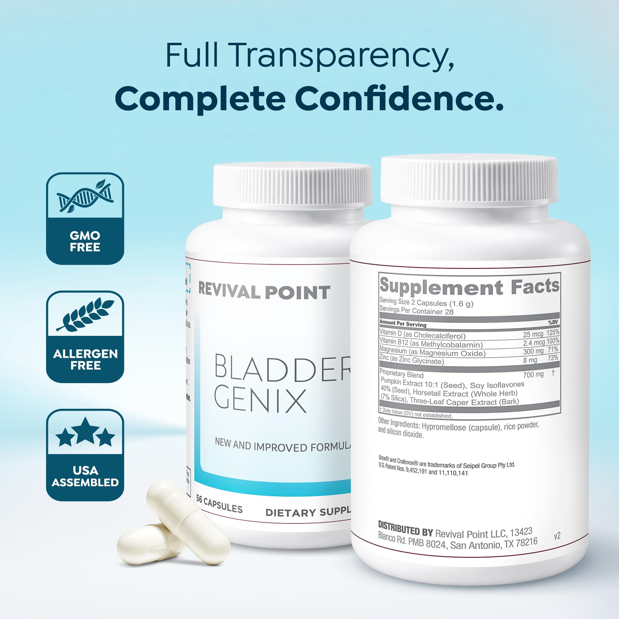 Bladdergenix capsules bottle showing Crataeva Nurvala and Lindera Aggregata herbal blend details