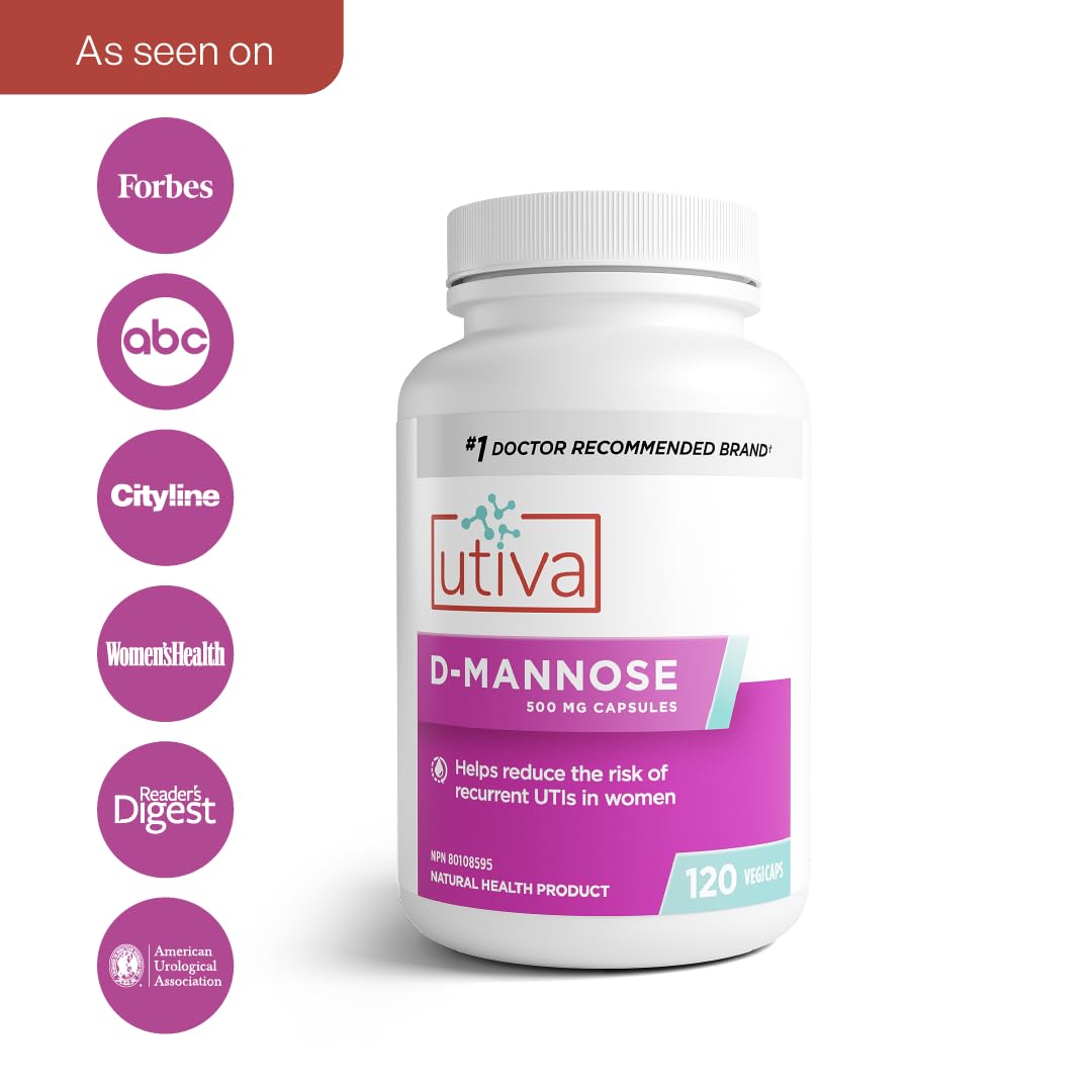 Utiva D-Mannose supplement facts and clean ingredient list on the back label