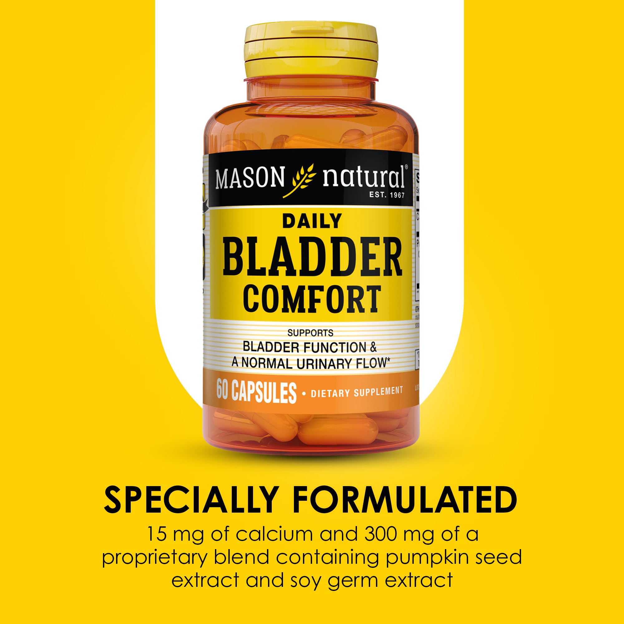 Close up view of the daily bladder support directions for use and suggested adult dosage instructions