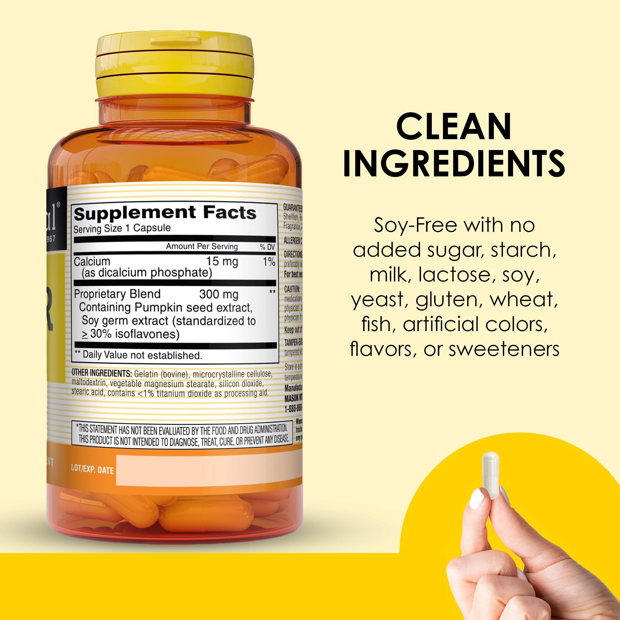 Mason Natural daily wellness product showing the secure tamper evident bottle cap seal for safety