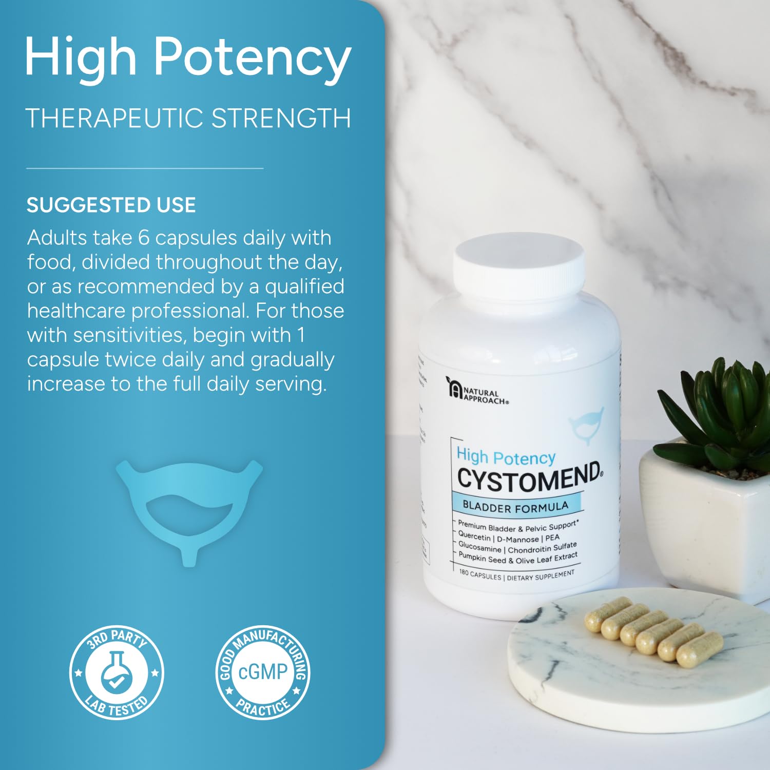Authentic USA imported CystoMend bladder formula for reducing urinary urgency in men and women.