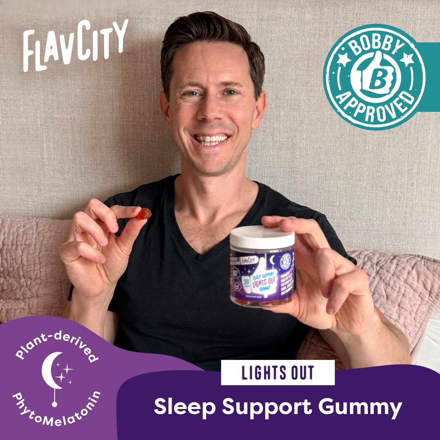 FlavCity sleep support supplement dietary facts and ingredients panel