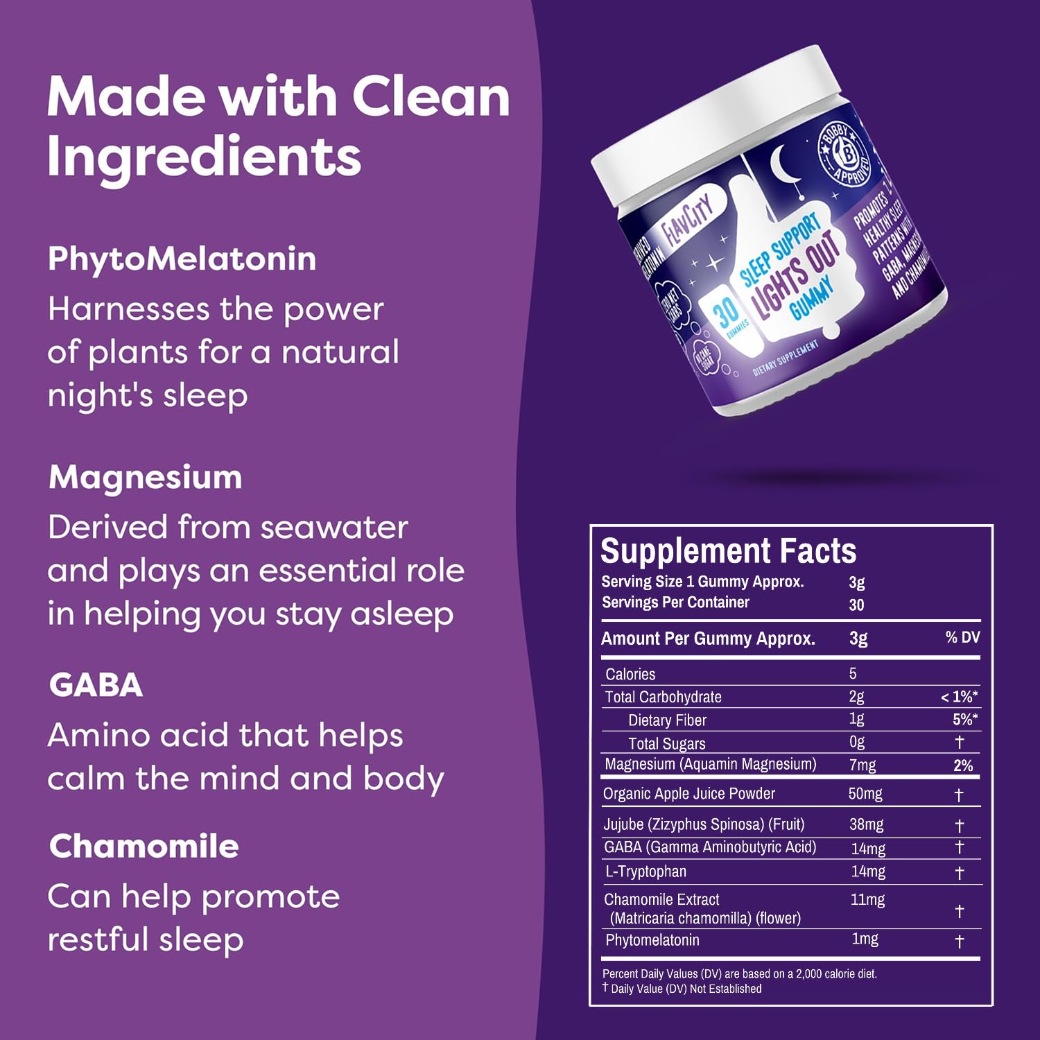 Chewable plant-based GABA and Magnesium sleep gummies by FlavCity