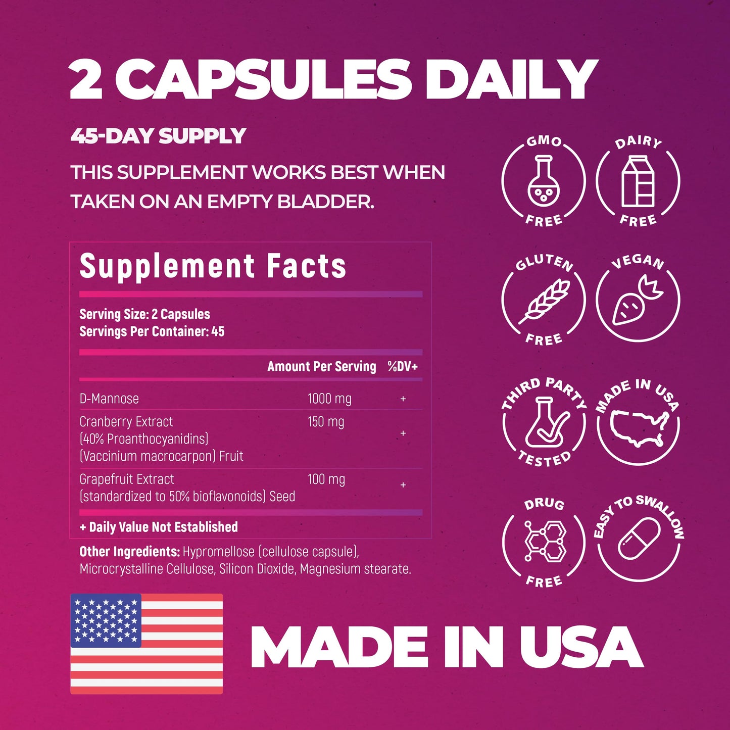 Natural Pick D-Mannose and cranberry pills packaging