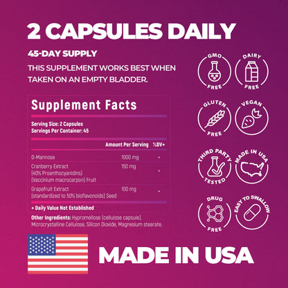 Natural Pick D-Mannose and cranberry pills packaging