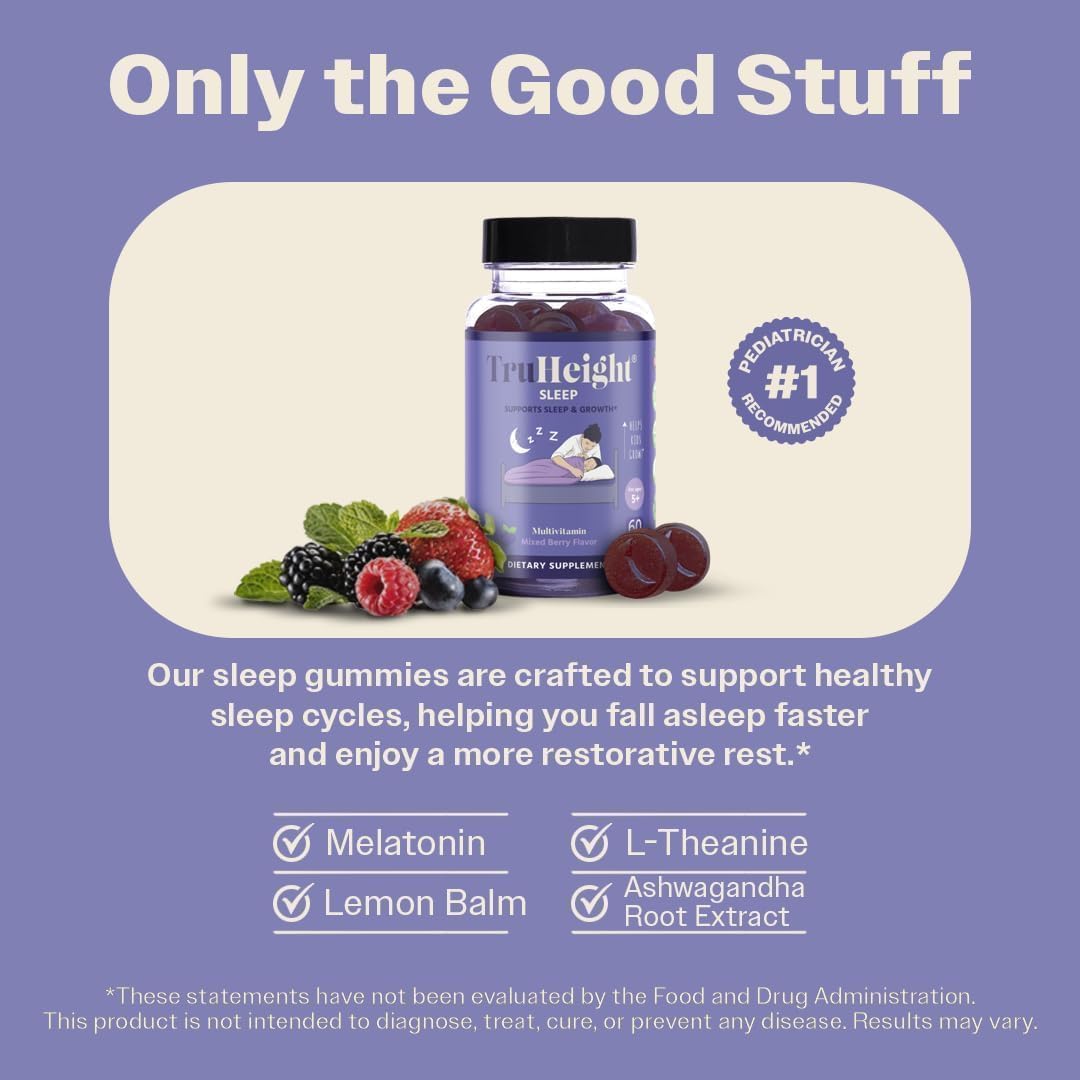 TruHeight natural sleep aid dietary supplement packaging details
