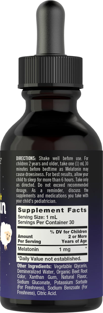 Carlyle children's sleep supplement bottles with calibrated dropper for precise dosing