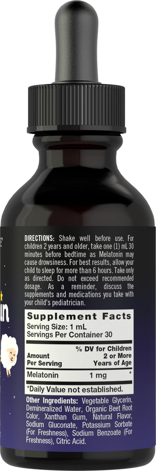 Carlyle children's sleep supplement bottles with calibrated dropper for precise dosing