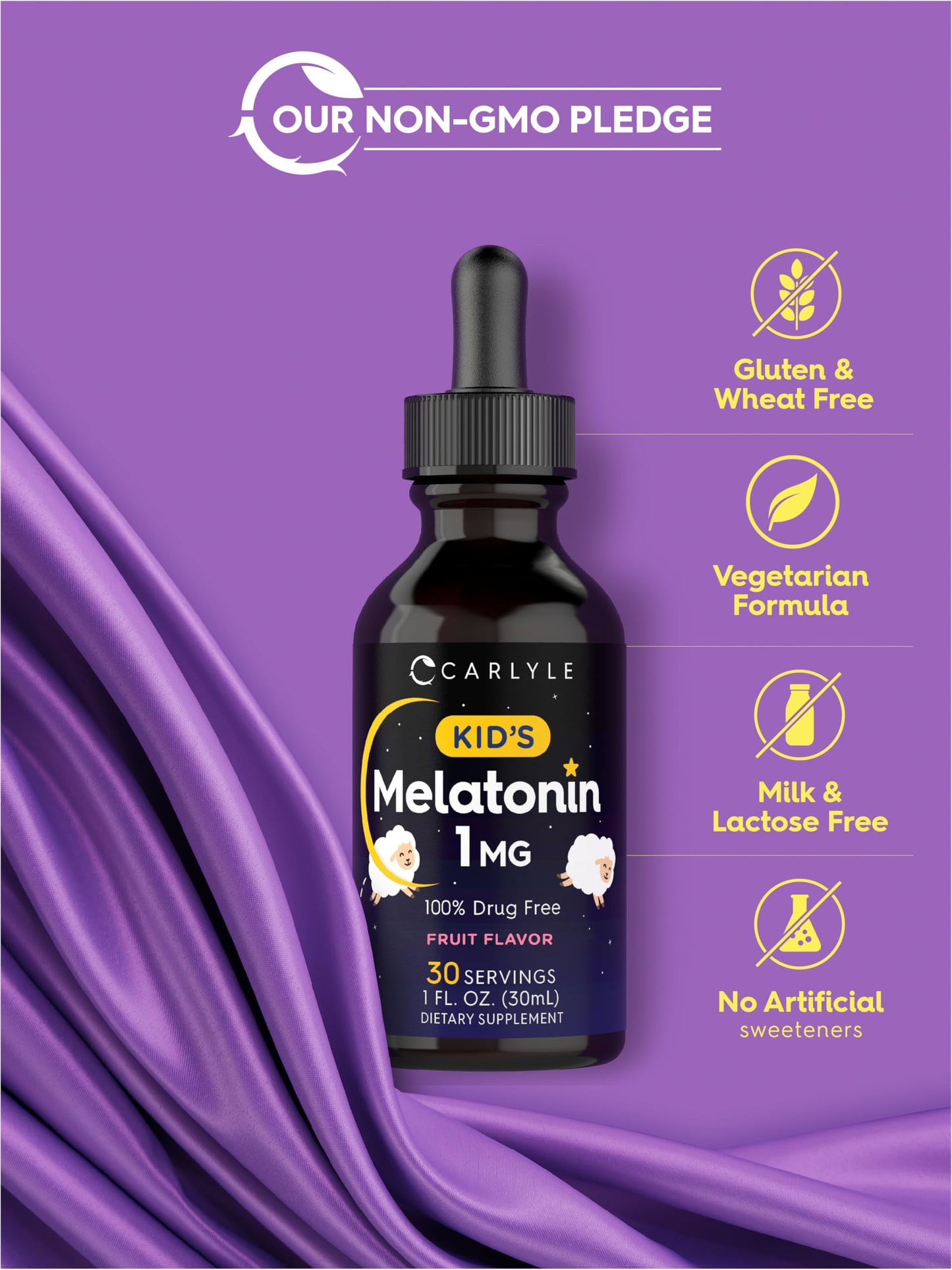 Two pack bundle of authentic Carlyle imported natural fruit flavor liquid melatonin