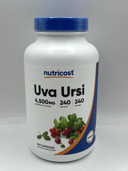 Nutricost Uva Ursi dietary supplement bottle highlighting the 240 servings per container feature