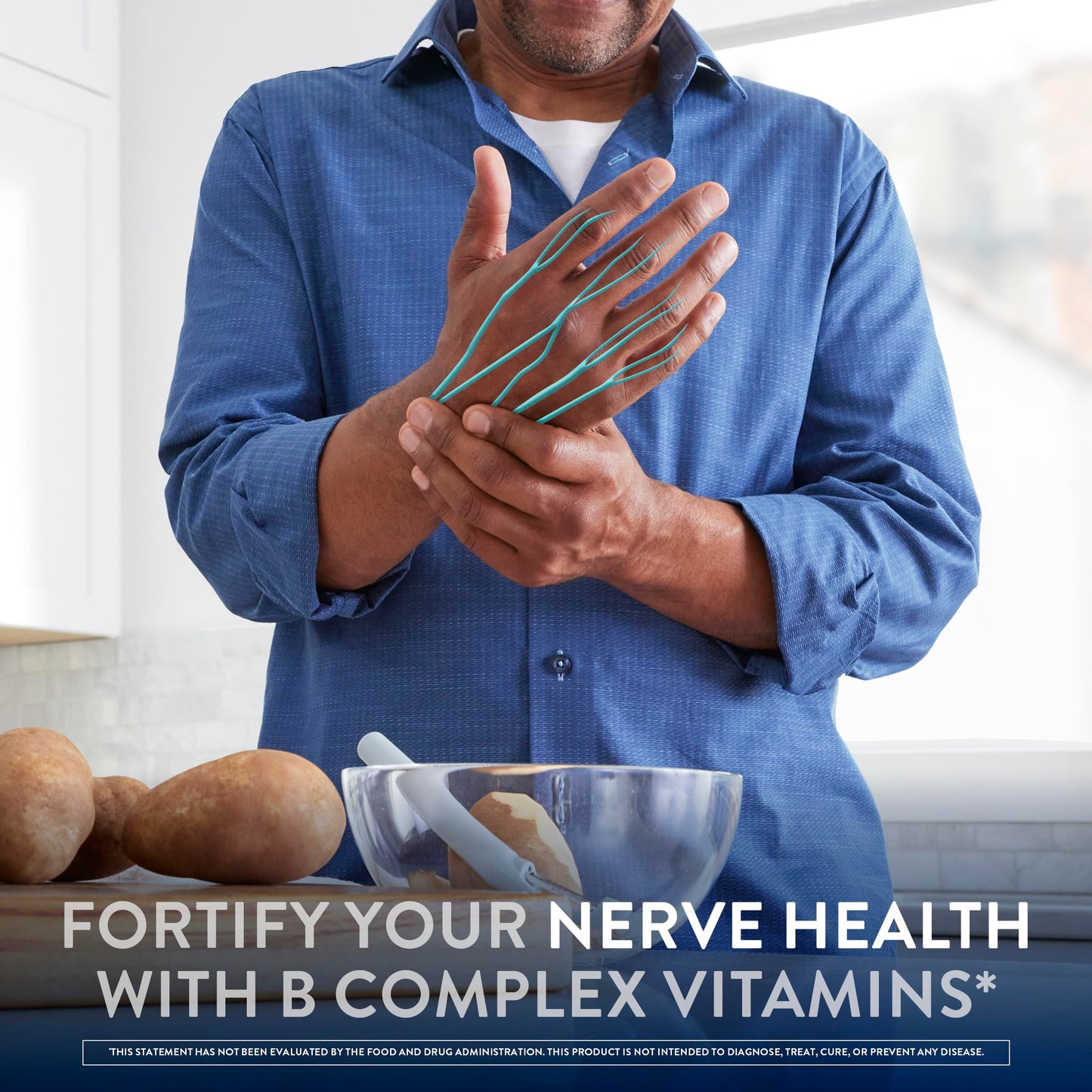 Close up of Nervive peripheral neuropathy relief nighttime pills container detailing the seven day action timeframe
