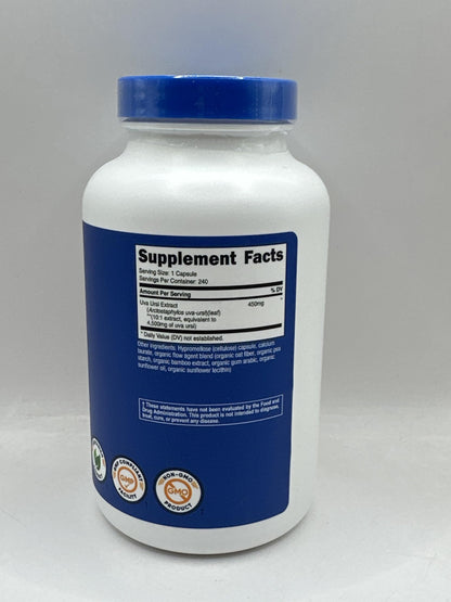 Authentic imported Nutricost Uva Ursi bottle showing secure safety seal and manufacturing quality standards