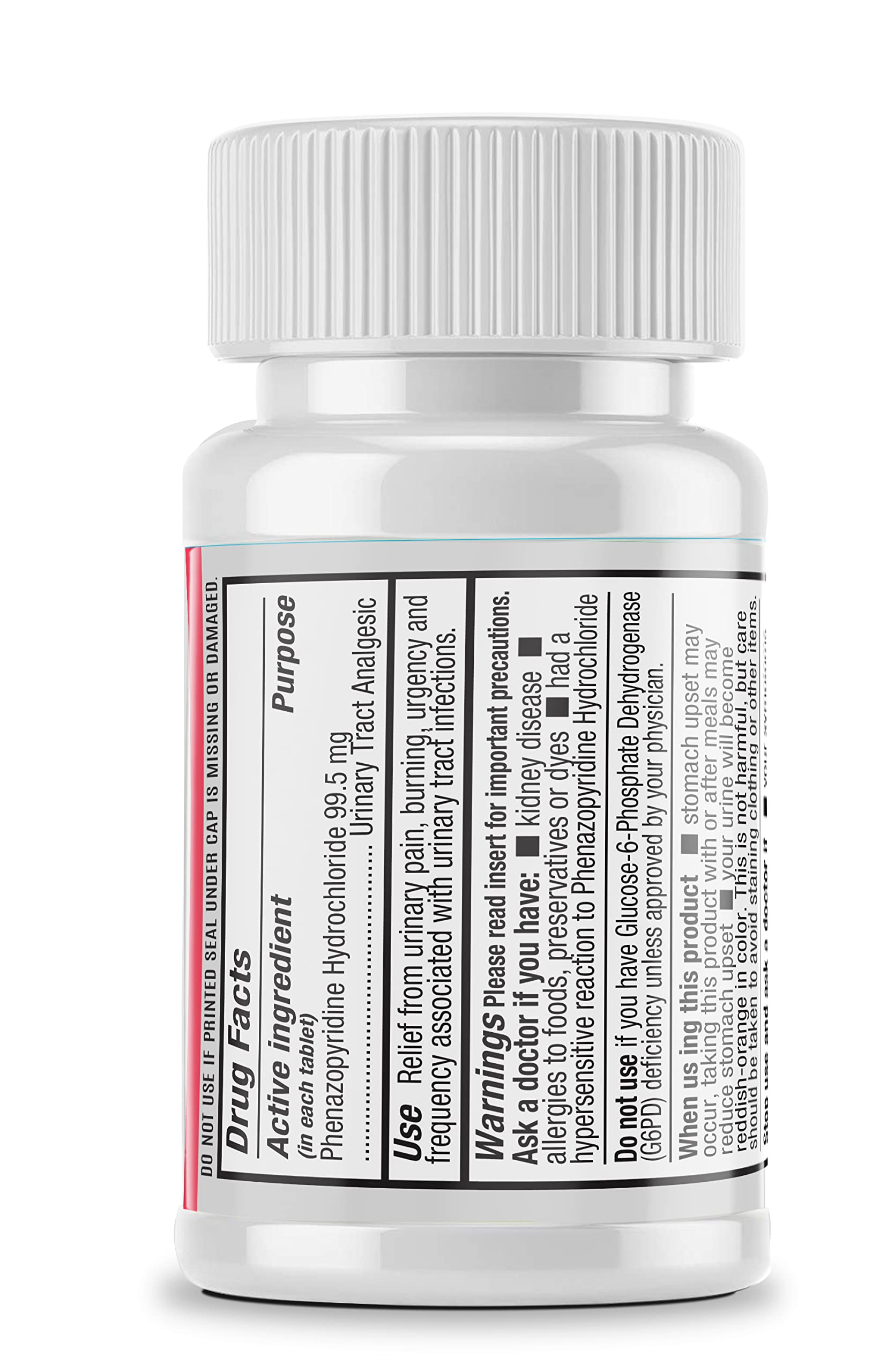 Side view of Safrel UTI relief product displaying clear usage instructions