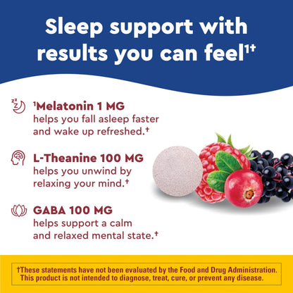 Authentic USA imported Nature Made sleep supplement bottle featuring berry flavor text