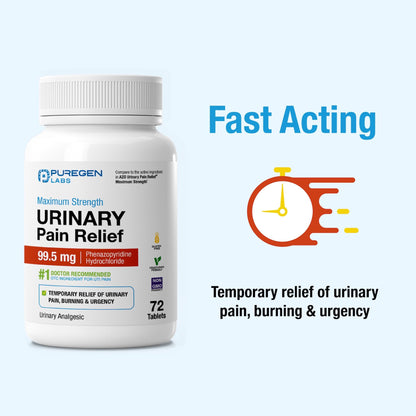 Puregen Labs 99.5 mg OTC fast acting bladder numbing tablets size reference