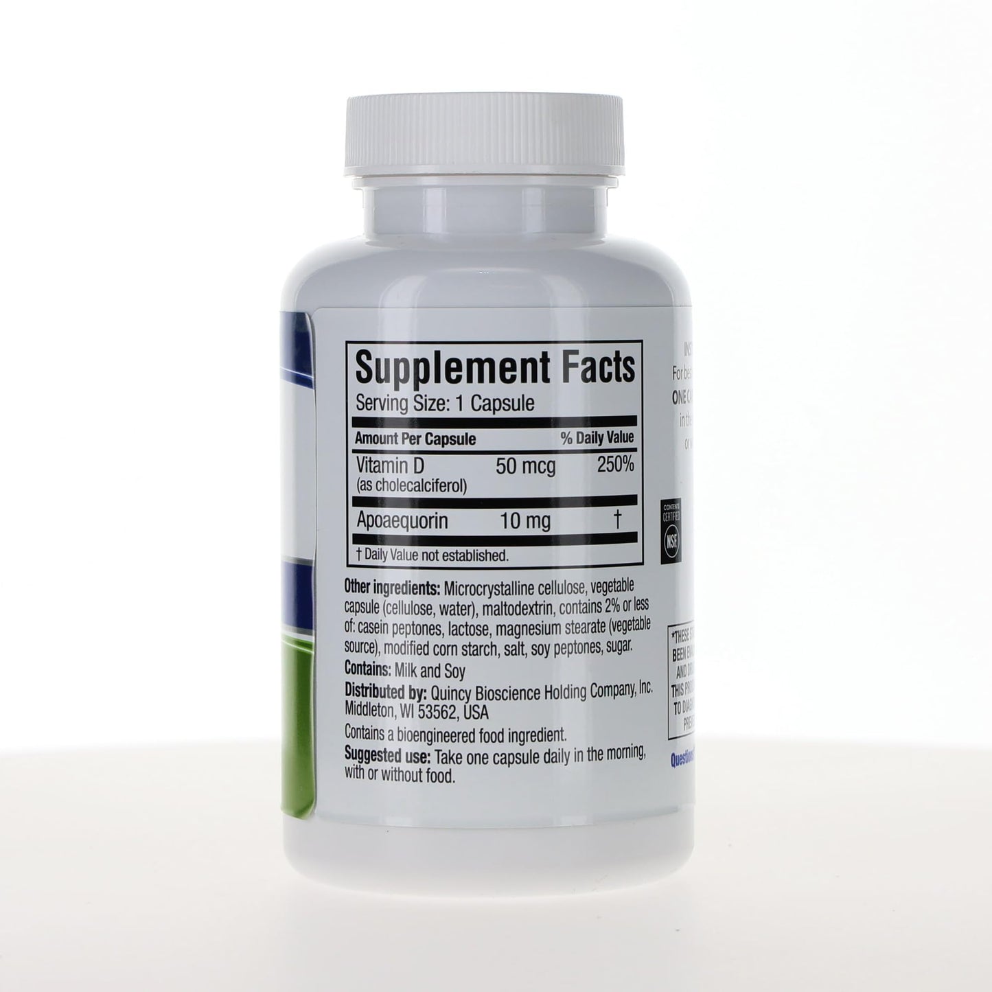 Prevagen 60 count bottle side view with ingredients