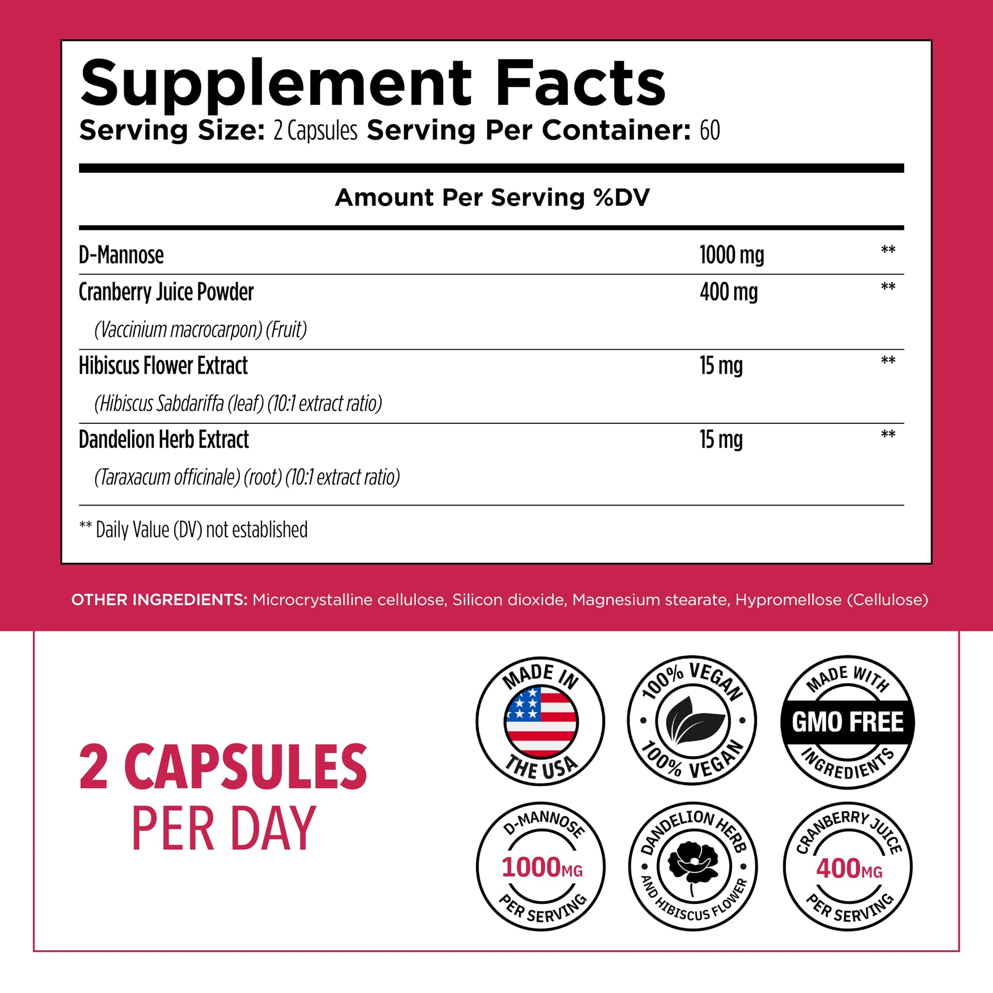 Natural non-GMO urinary flushing capsules close up presentation