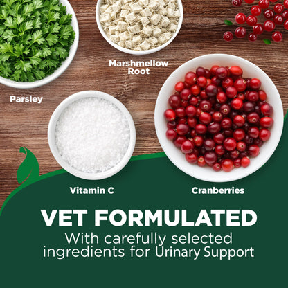 Vet's Best cat urinary supplement tablets being broken into pieces for feeding