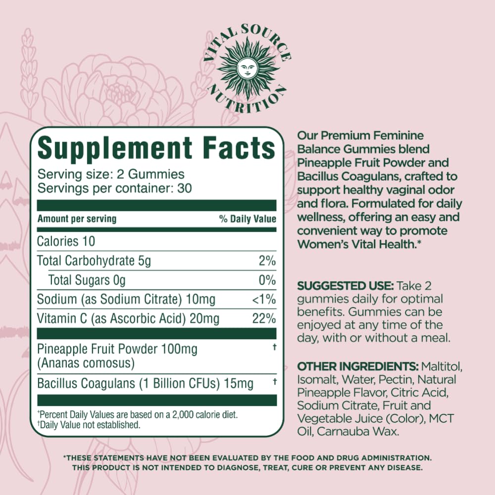Vital Source Nutrition feminine wellness gummies daily serving size view