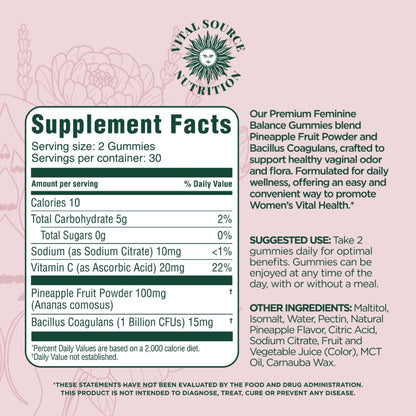 Vital Source Nutrition Feminine Balance Gummies 60 count bottle