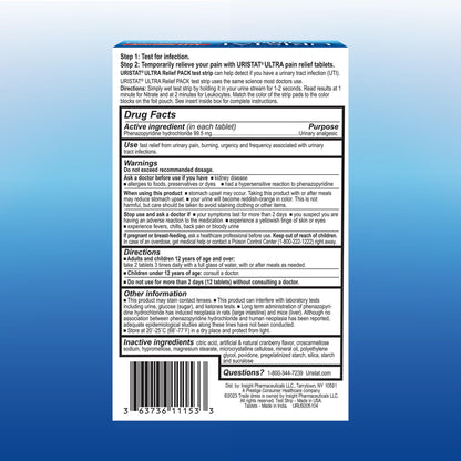 Authentic Uristat Ultra Strength package contents showing sealed blister pack of tablets