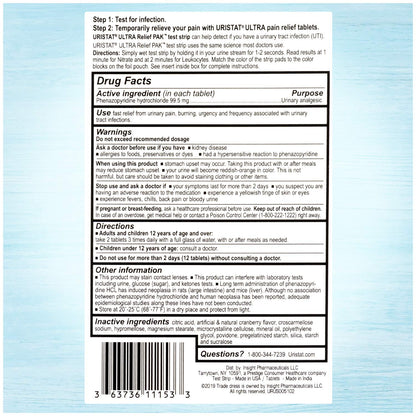 Uristat imported over the counter urinary tract infection symptom management kit