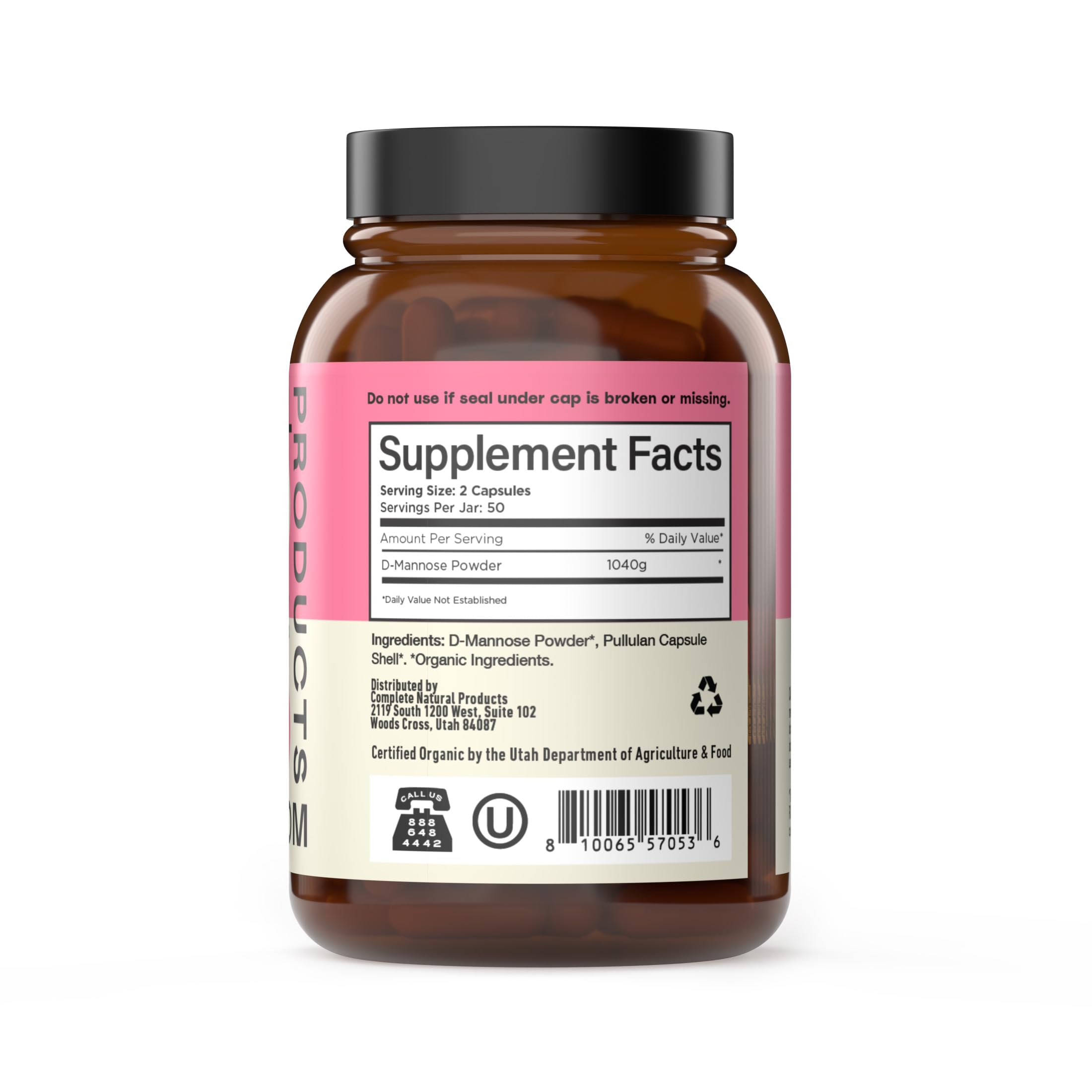 Complete Natural Products urinary tract support capsules ingredient list and supplement facts label