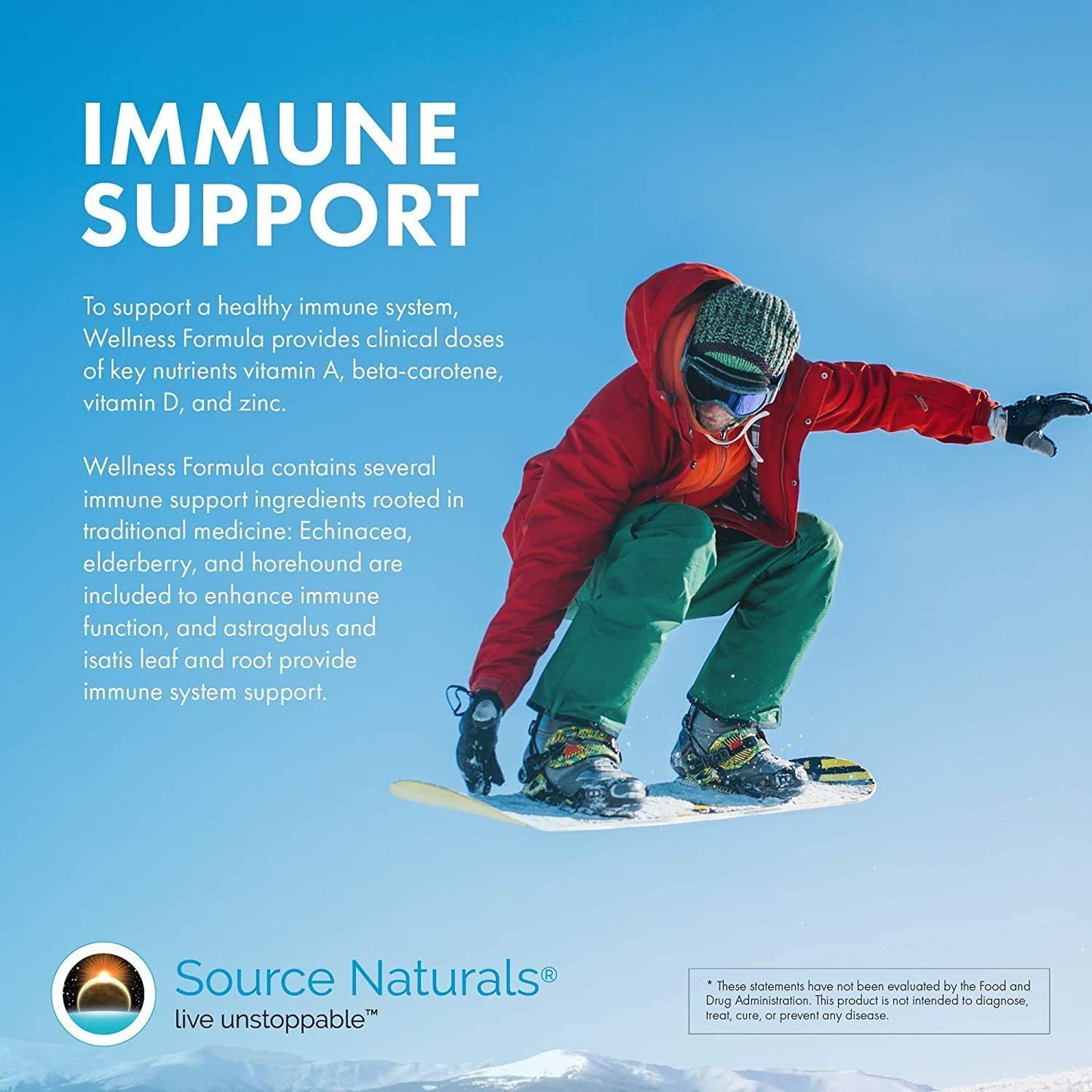 Back label of Source Naturals Wellness Formula showing herbal ingredient list