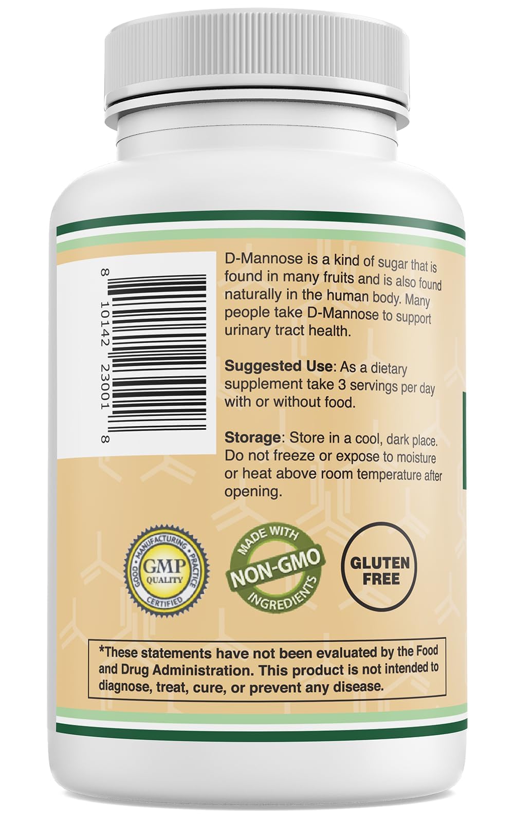 Authentic USA imported Double Wood Supplements D Mannose bottle on lifestyle display